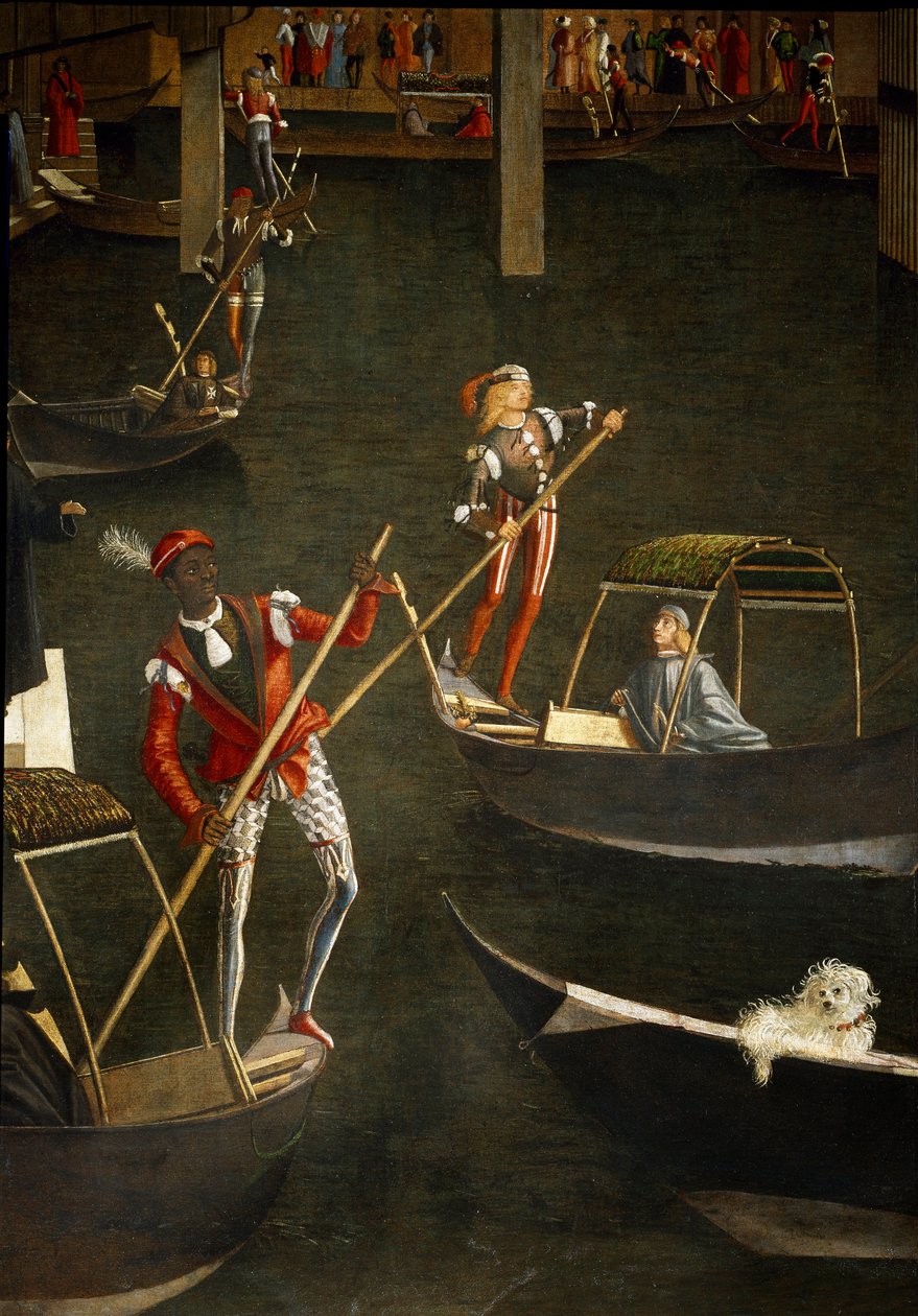 威尼斯里亚托桥圣十字圣物的奇迹，细节。 Vittore Scarpazza dit Vittore Carpaccio (1460-1525) 的绘画 作者 维托雷·卡尔帕乔