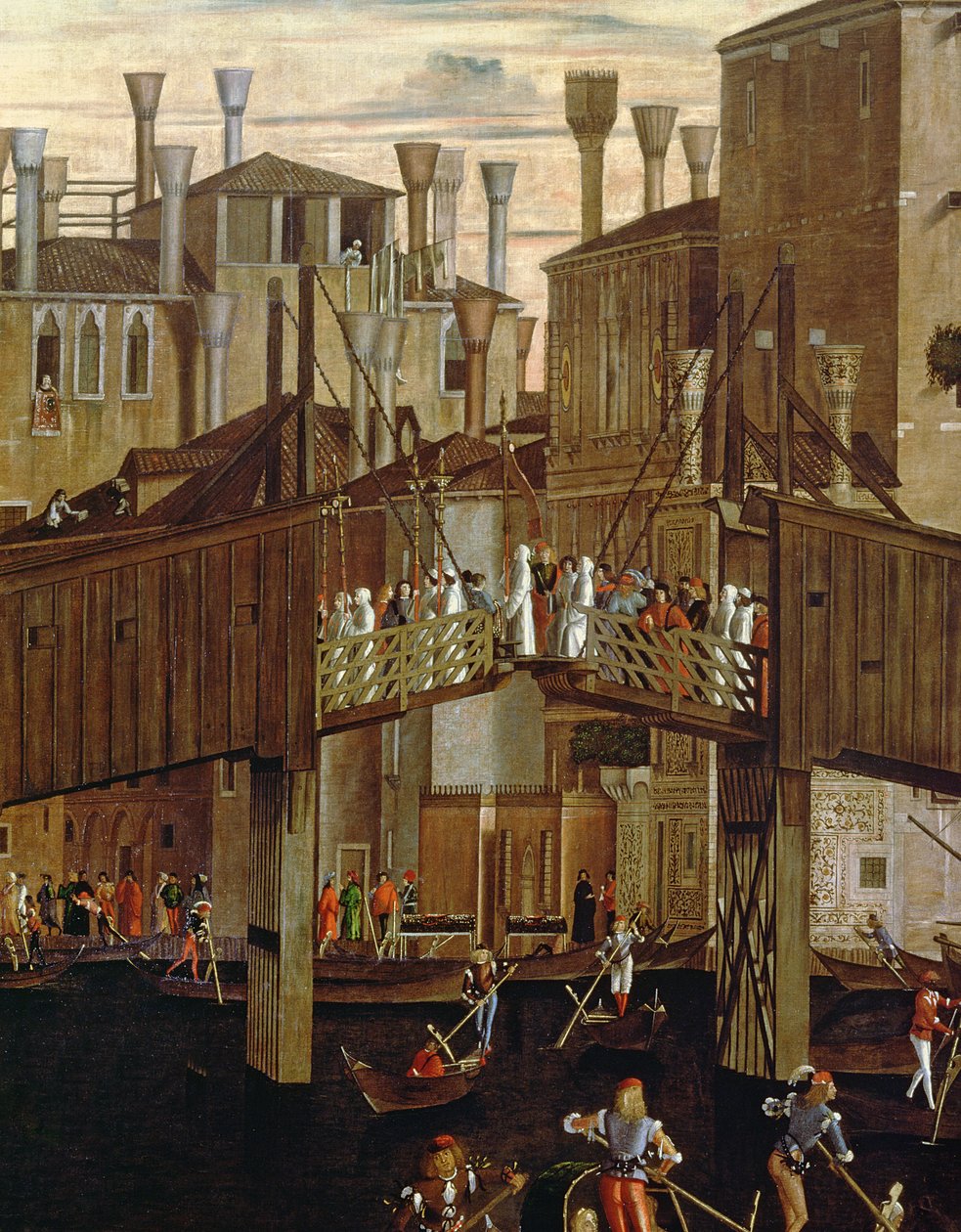 圣十字架圣物的奇迹，旧里亚托桥的细节，来自Scuola di San Giovanni Evangelista，c.1494 作者 维托雷·卡尔帕乔