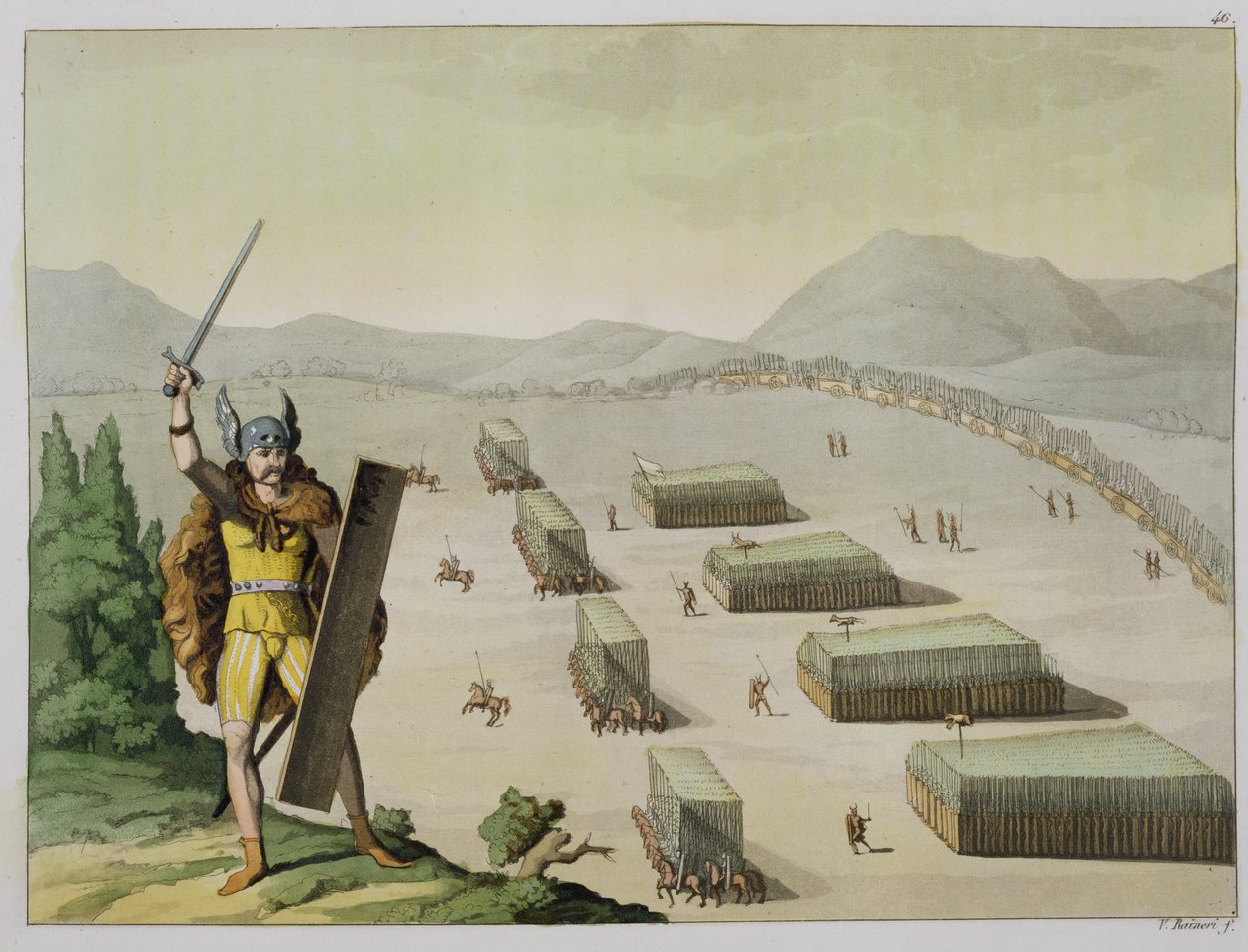 战斗中的古代凯尔特人或高卢人，c.1800-18 作者 维托里奥·雷纳里（Vittorio Raineri）