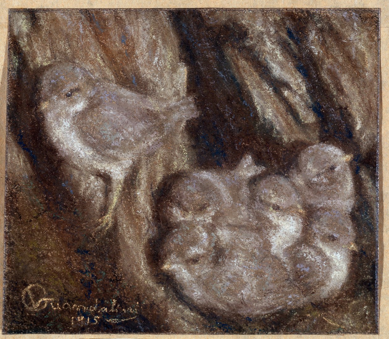 Vittorio Guandalini (1861-1923) 的 La couvee Pastel 作者 维托里奥·关达利尼