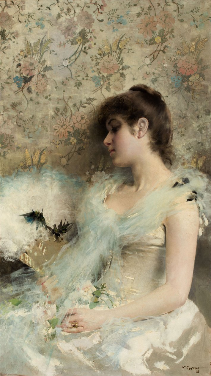蜂鸟，1883年。 作者 维托里奥·马特奥·科科斯（Vittorio Matteo Corcos）