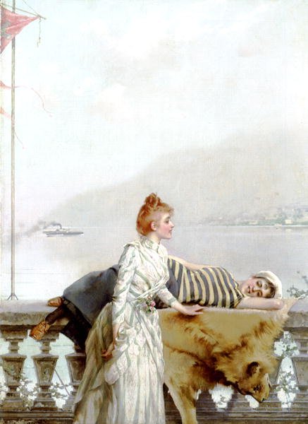 白日梦"（一对中的一个） 作者 维托里奥·马特奥·科科斯（Vittorio Matteo Corcos）