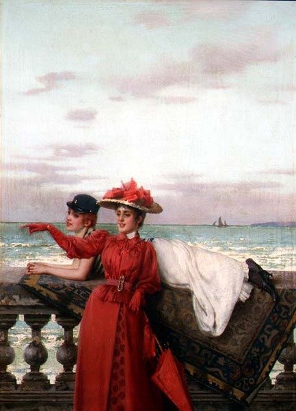 白日梦"（一对中的一个） 作者 维托里奥·马特奥·科科斯（Vittorio Matteo Corcos）