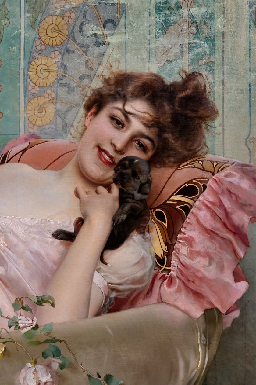 有小狗的女士，细节 作者 维托里奥·马特奥·科科斯（Vittorio Matteo Corcos）