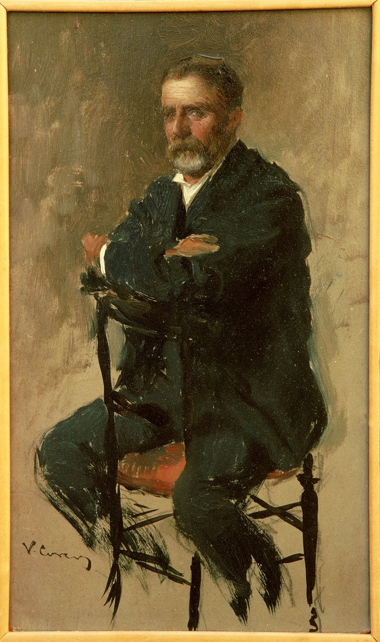 Renato Fucini 的肖像，意大利作家 Vittorio Matteo Corcos (1859-1933)，纸板油彩，23x14 厘米 作者 维托里奥·马特奥·科科斯（Vittorio Matteo Corcos）