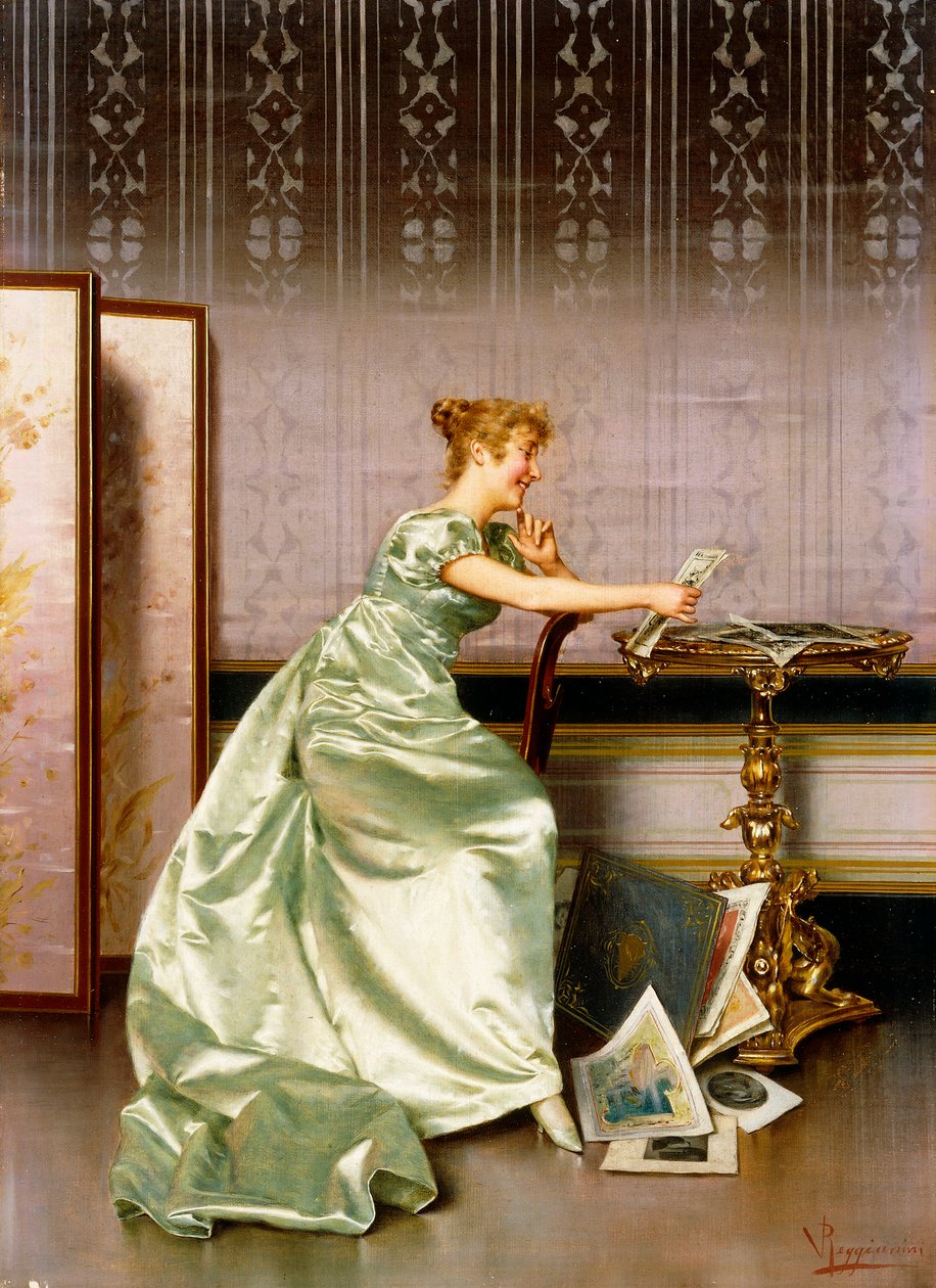 一位优雅的女士欣赏版画作品集 作者 维托里奥·雷吉亚尼（Vittorio Reggianini）
