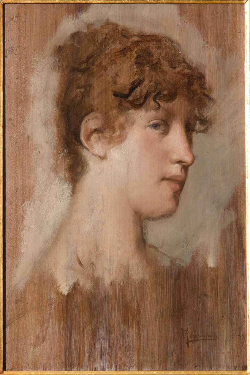 女孩的脸（油画板画） 作者 维托里奥·雷吉亚尼（Vittorio Reggianini）