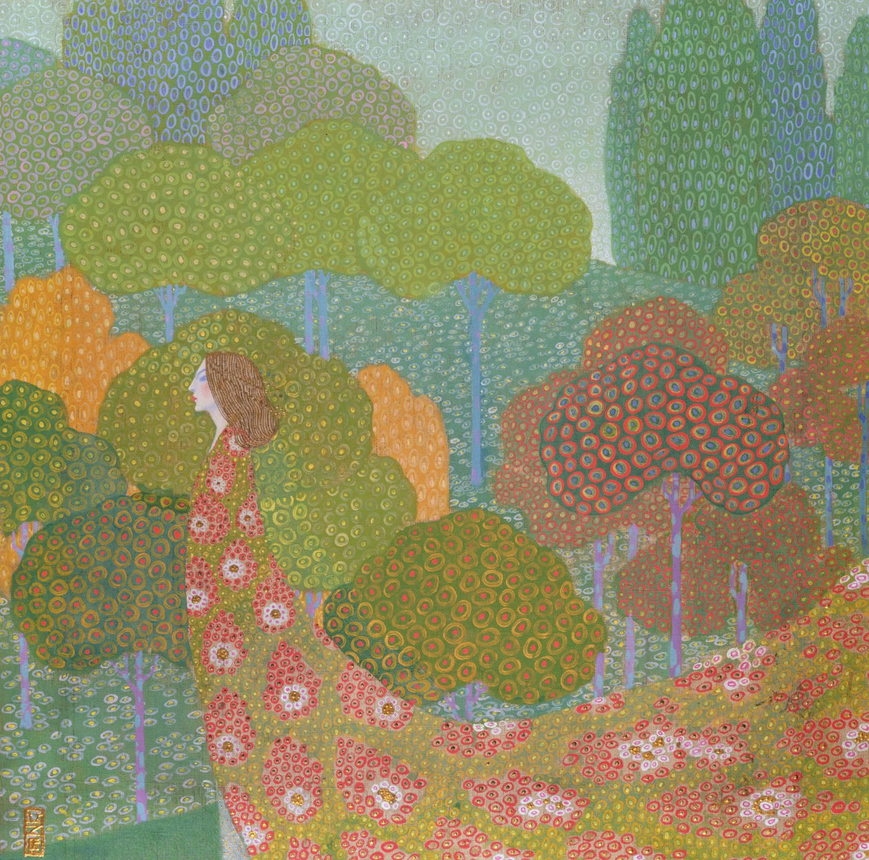 春季，约 1911 年（亚麻画和金色） 作者 维托里奥·泽钦