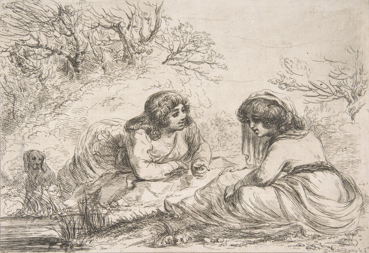 Two Women in a Landscape, 18-early 19th century., 18-early 19th century. 作者 天才天龙