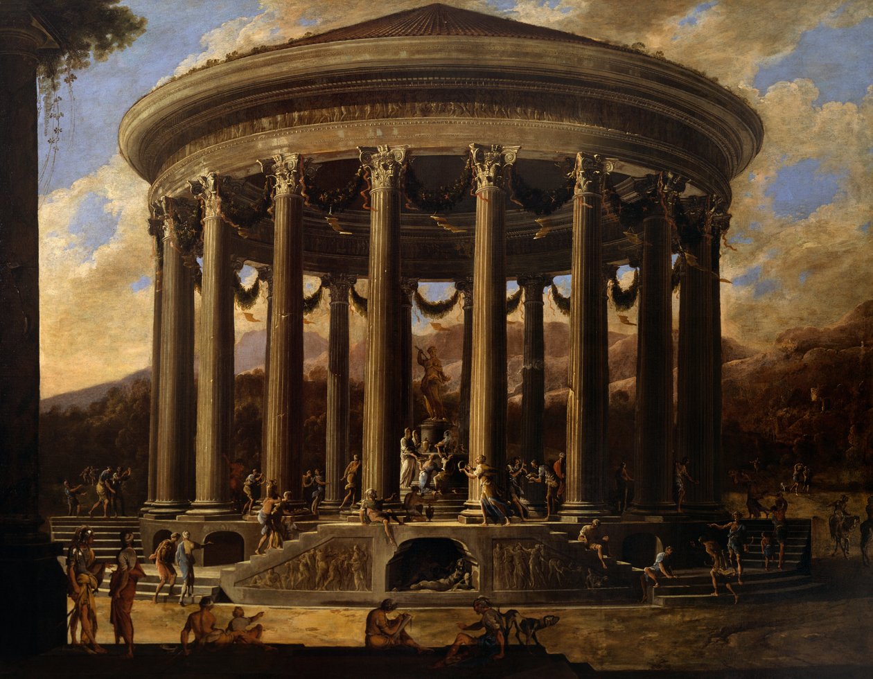 寺庙景观（布面油画 作者 维维亚诺·科达齐（Viviano Codazzi）