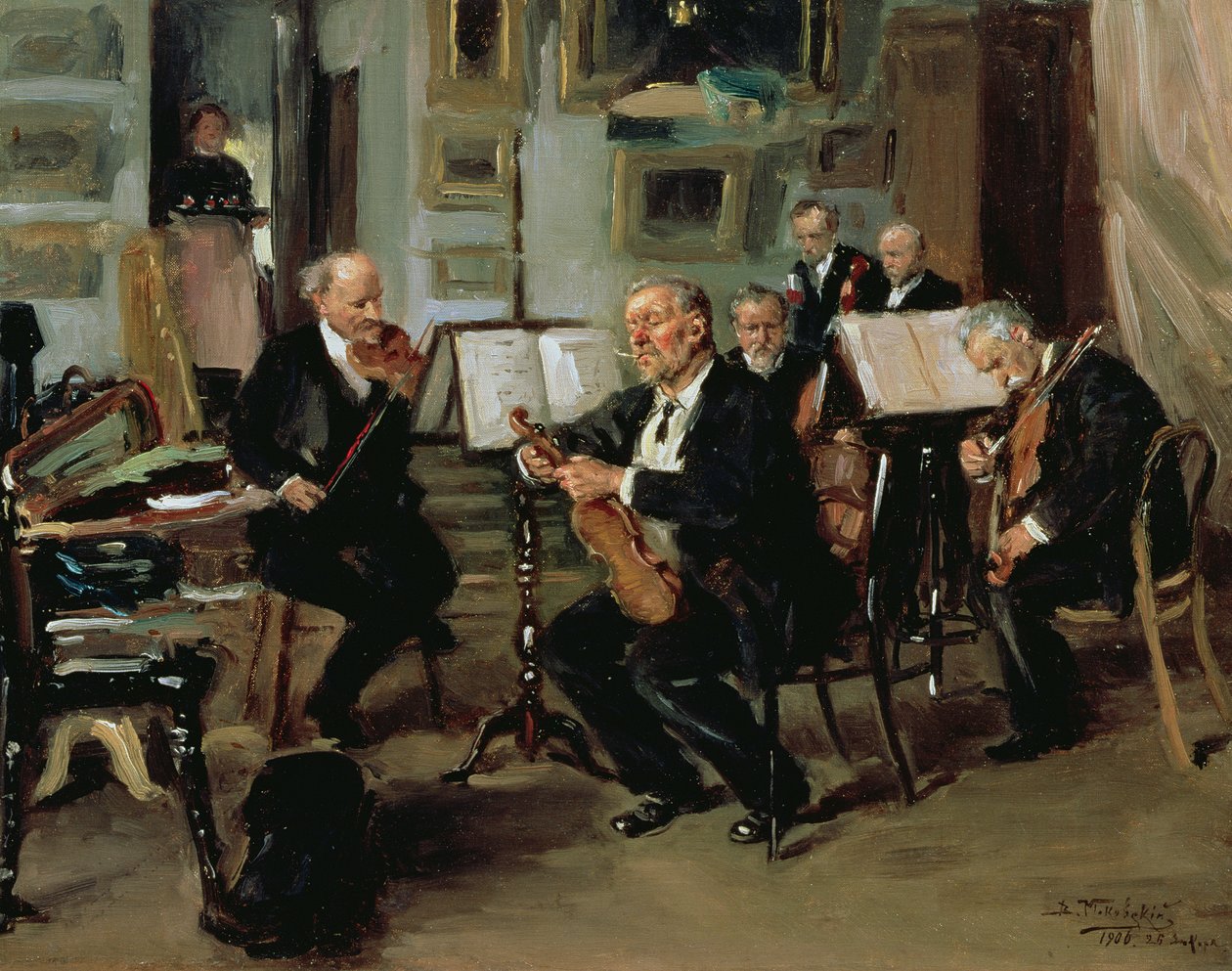 音乐晚会，1906年 作者 弗拉基米尔·埃戈罗维奇·马科夫斯基