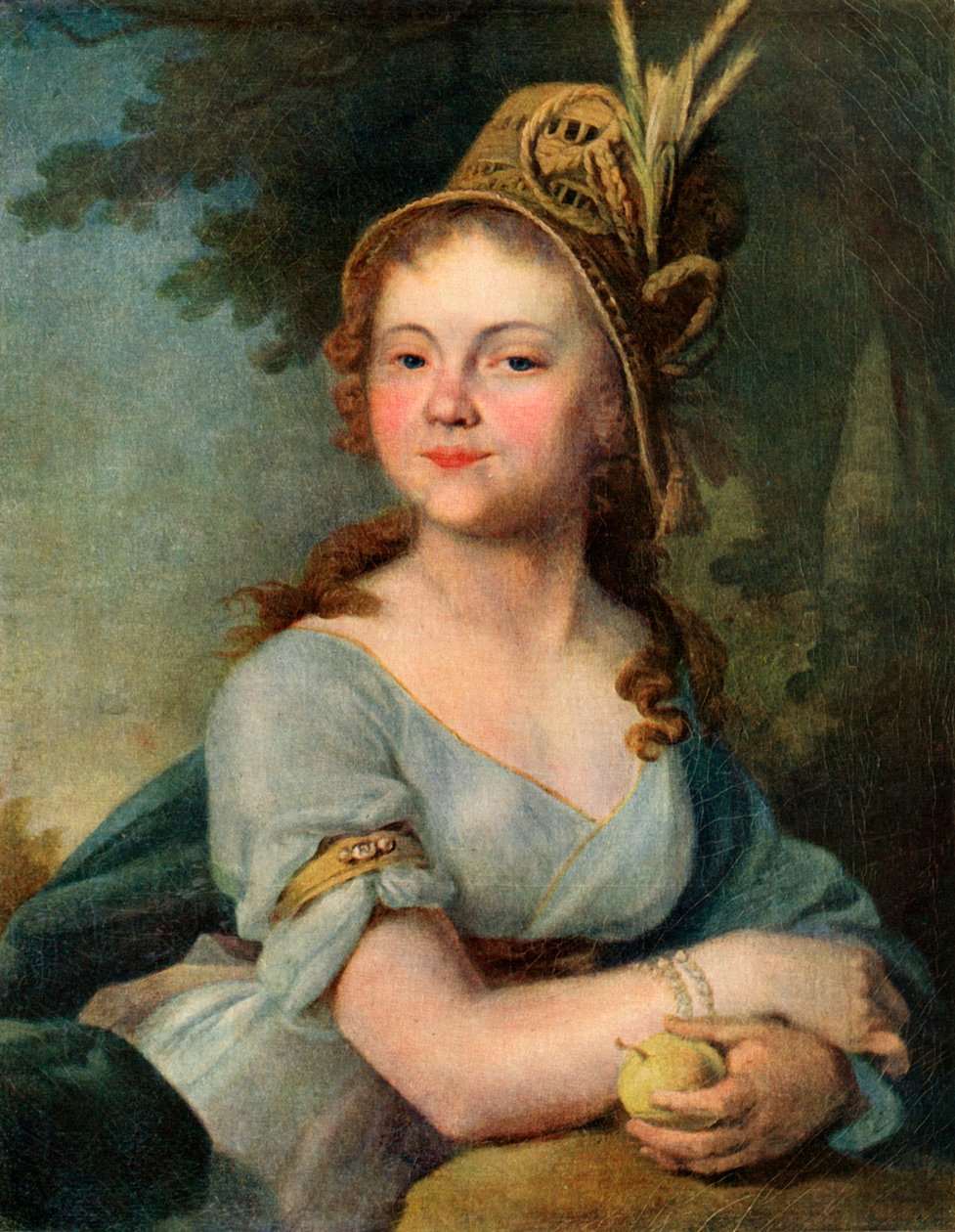 V. I. Arsenyeva的肖像》，1790年代中期，1939年。 作者 弗拉基米尔·博罗维科夫斯基