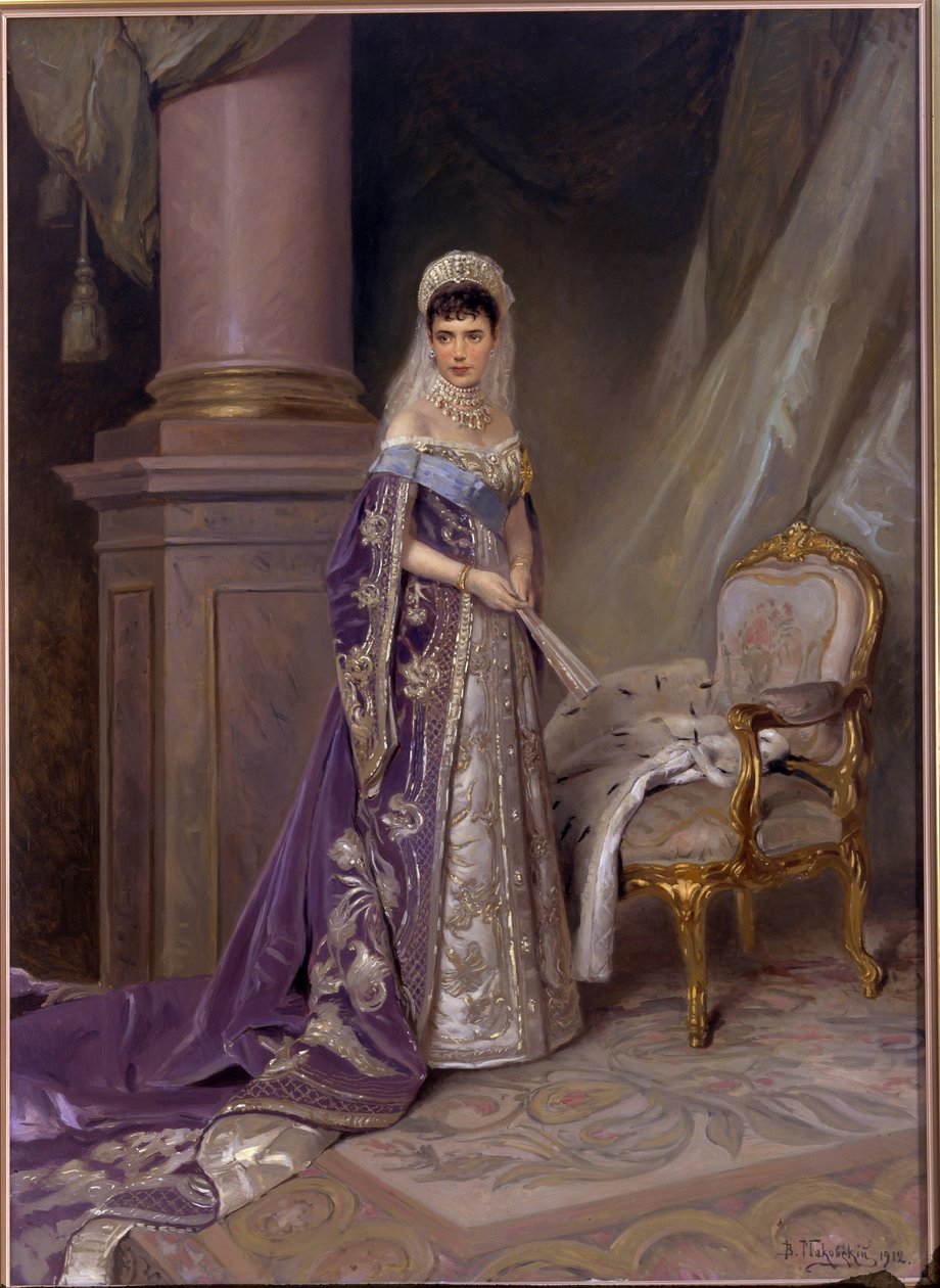 玛丽-菲奥多罗夫娜，达格玛公爵夫人的肖像（1847-1928 年）。弗拉基米尔-叶戈罗维奇-马科夫斯基（马科夫斯基，Makovsky）（1846-1920 年）的绘画作品 作者 弗拉基米尔·埃戈罗维奇·马科夫斯基