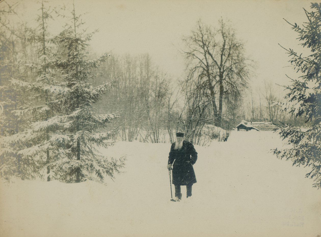 计数列夫·尼古拉耶维奇·托尔斯泰（Lev Nikolayevich Tolstoy）散步。 作者 弗拉基米尔·格里戈里耶维奇·切尔科夫