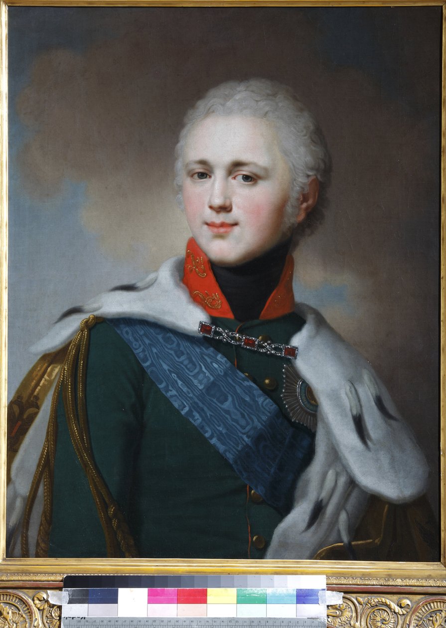 Alexandre Ier de Russie (Alexandre Pavlovitch Romanov) - 亚历山大一世皇帝 (1777-1825) - 弗拉基米尔 Lukich Borovikovsky (1757-1825) 的肖像。 布面油画 作者 弗拉基米尔·卢基希·波罗维科夫斯基