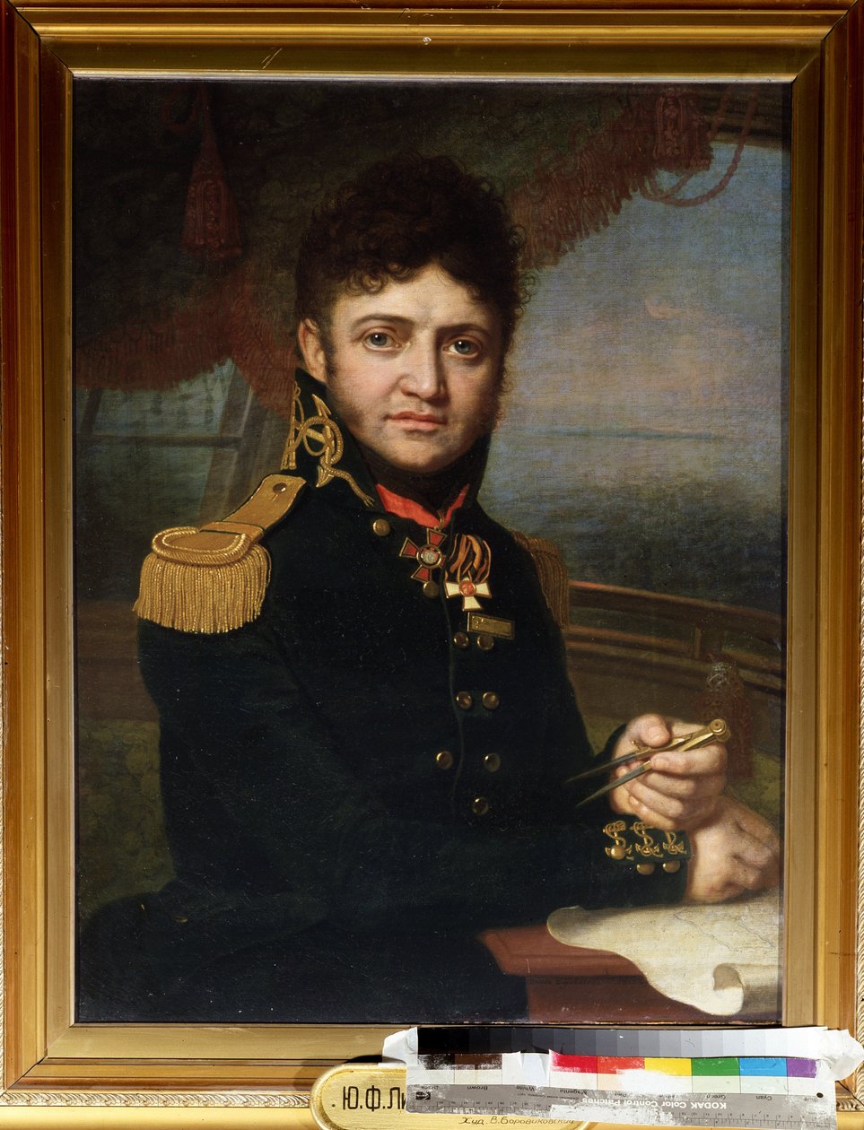 "航海家和军官尤里-利辛斯基（Lisiansky ou Lisianski）（1773-1837 年）肖像" 弗拉基米尔-博罗维科夫斯基（Borovikovsky）（1757-1825 年）素描 1810 年 圣彼得堡国家中央海军博物馆 作者 弗拉基米尔·卢基希·波罗维科夫斯基