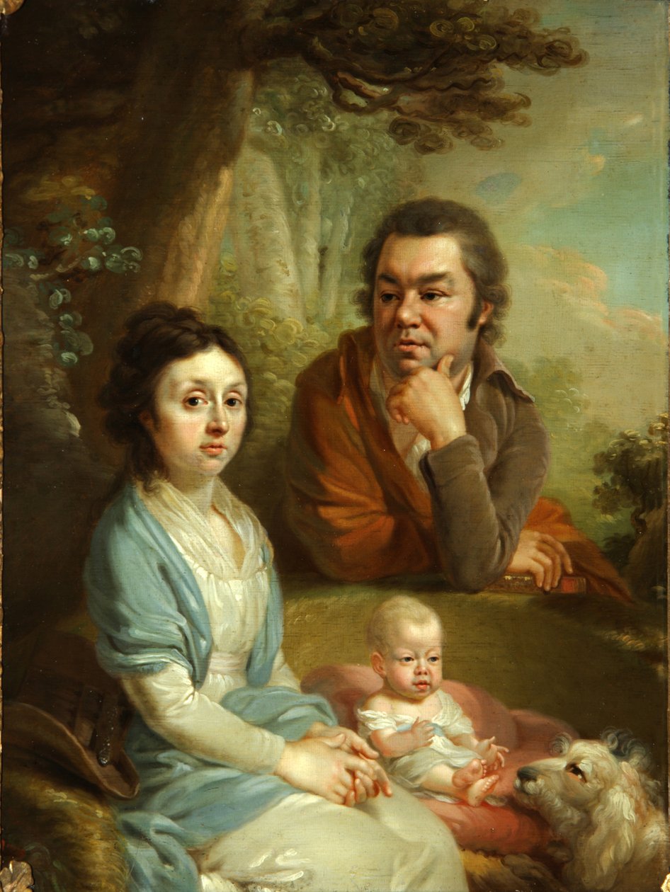 瓦西里·尼博尔辛（Vasily Nebolsin），他的妻子Avdotia和孩子的画像，1790年代末 作者 弗拉基米尔·卢基希·波罗维科夫斯基