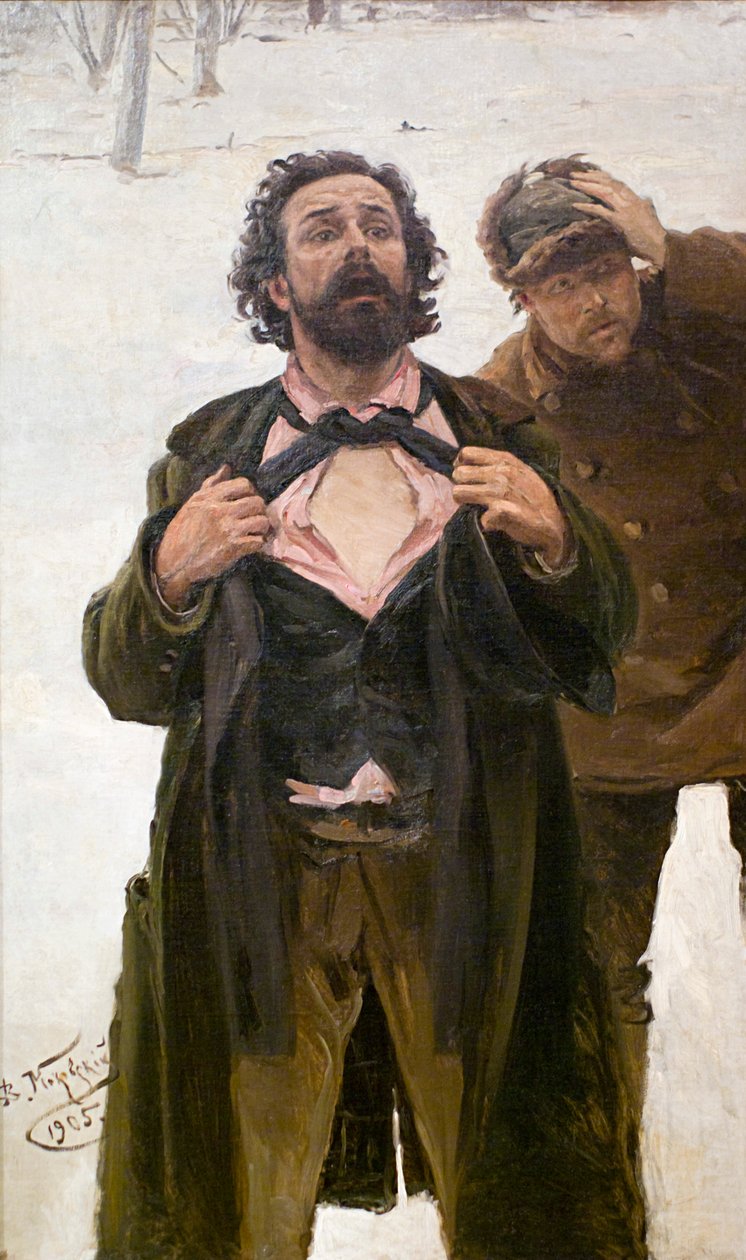 研究绘画，1905年1月22日，《血腥星期天》，1905年。 作者 弗拉基米尔·埃戈罗维奇·马科夫斯基