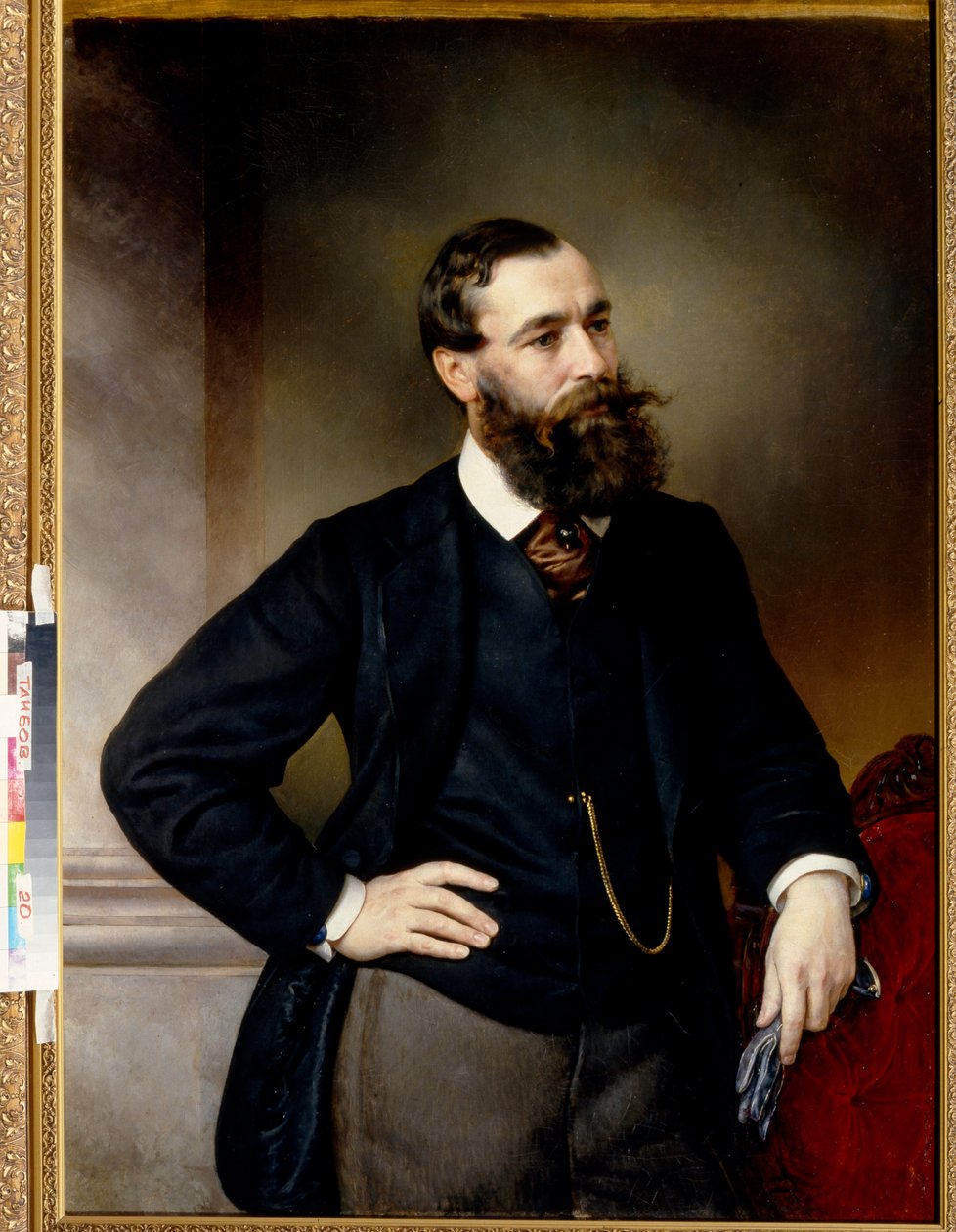 Boris Nikolaievitch Chicherin (Tchitcherine) (1828-1904) 的法学家和哲学家肖像 - Vladimir Osipovich Sherwood (Shervud) (1832-1897) 的画作，纸面油画（117x83 厘米），19 世纪末 - （法学家和政治哲学家博的肖像 作者 弗拉基米尔·奥西波维奇·舍伍德