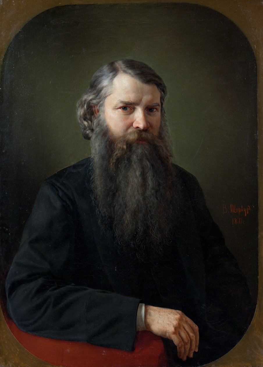 伊万·叶戈罗维奇·扎贝林的肖像1820-1908年，1871年 作者 弗拉基米尔·奥西波维奇·舍伍德
