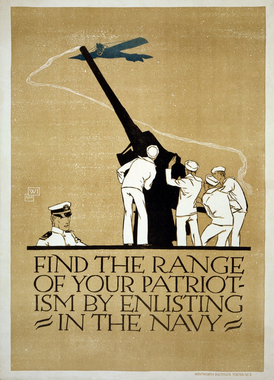 WW1美国海军招募海报，1918年出版 作者 福伊特·普瑞西希（Vojtch Preissig）
