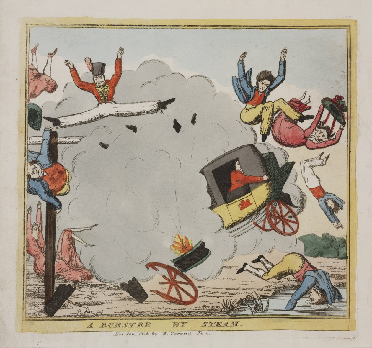 蒸汽爆裂，c.1835（彩色蚀刻） 作者 查特