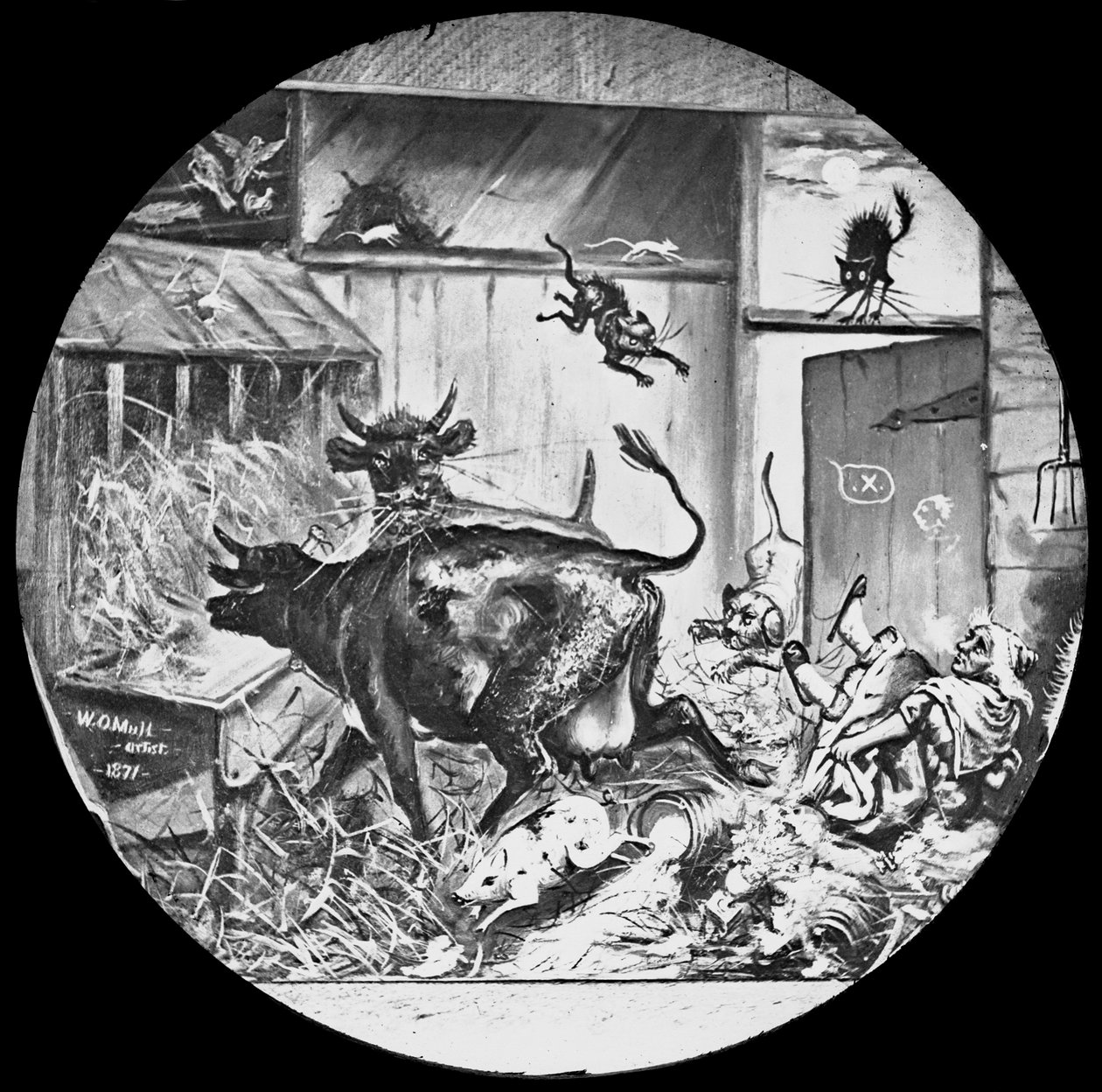 芝加哥火灾的起源，c.1871（玻璃灯笼幻灯片） 作者 纱布在哪里