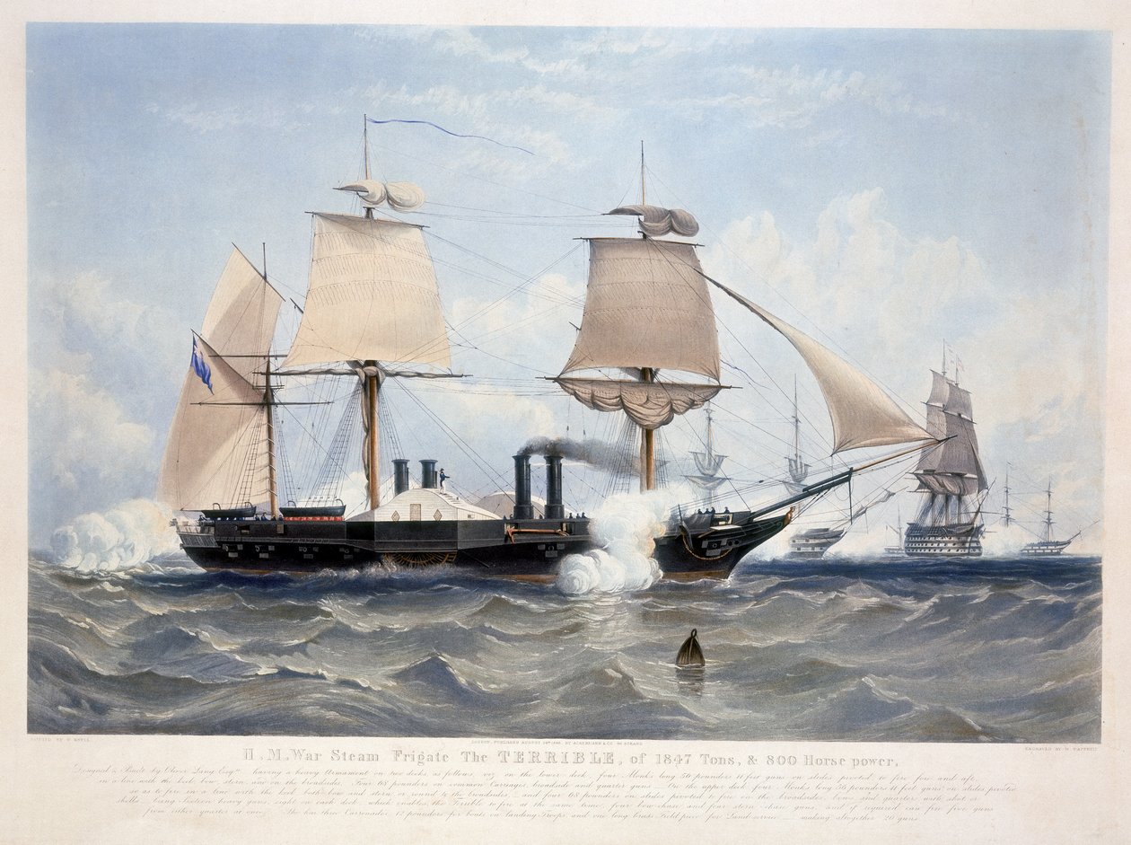 HMS可怕，由Henry Papprill（fl.1846-48）1845（aquatint）刻 作者 W.丧钟