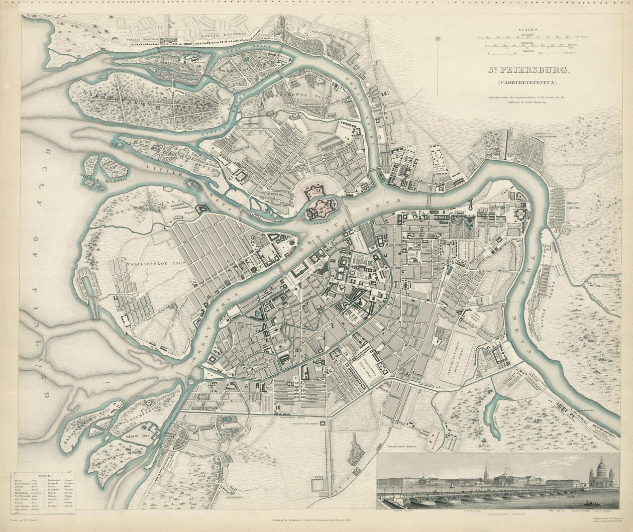 圣彼得堡地图，1834年 作者 WB克拉克