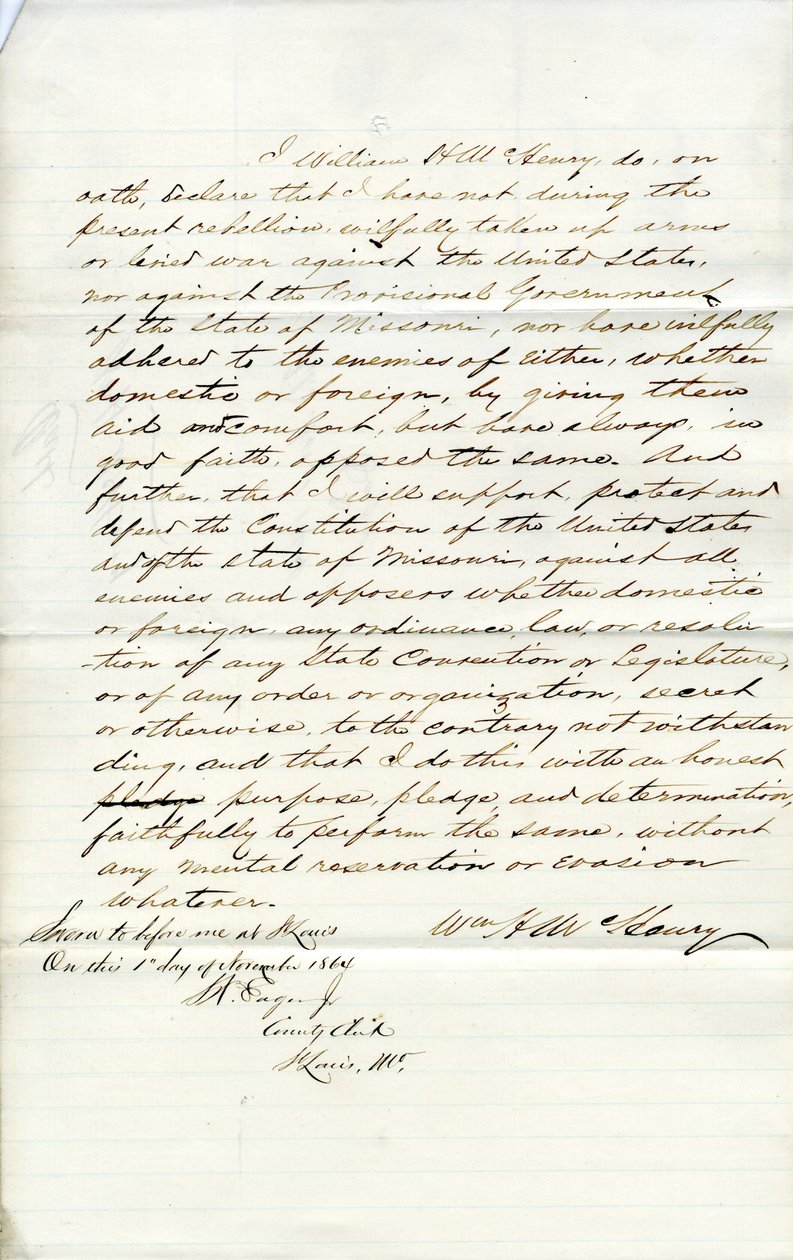 圣路易斯县密苏里州William H. McHenry的忠诚誓言 作者 WH麦克亨利