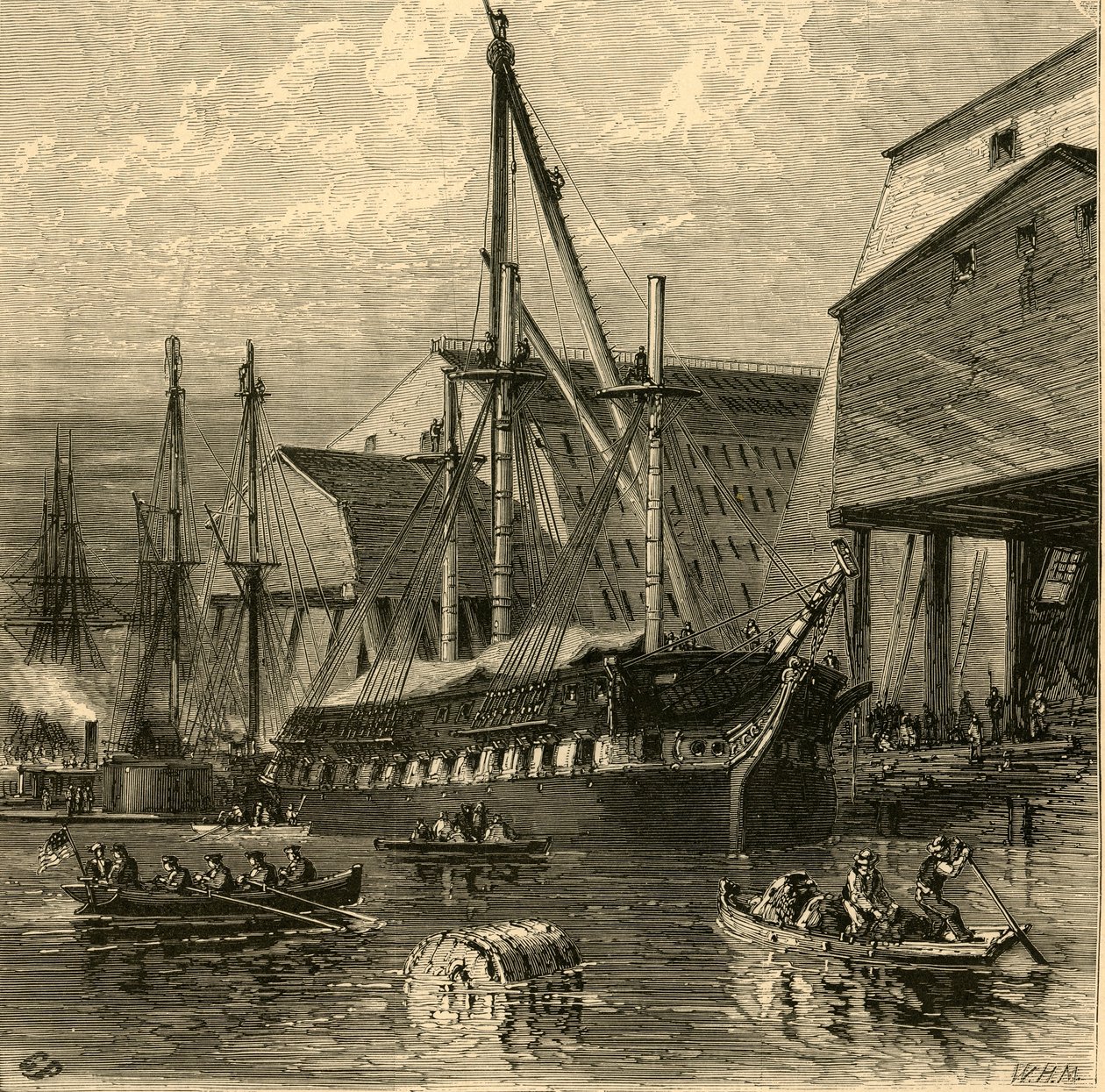 海军大院"，1874年。   作者 WH莫尔斯