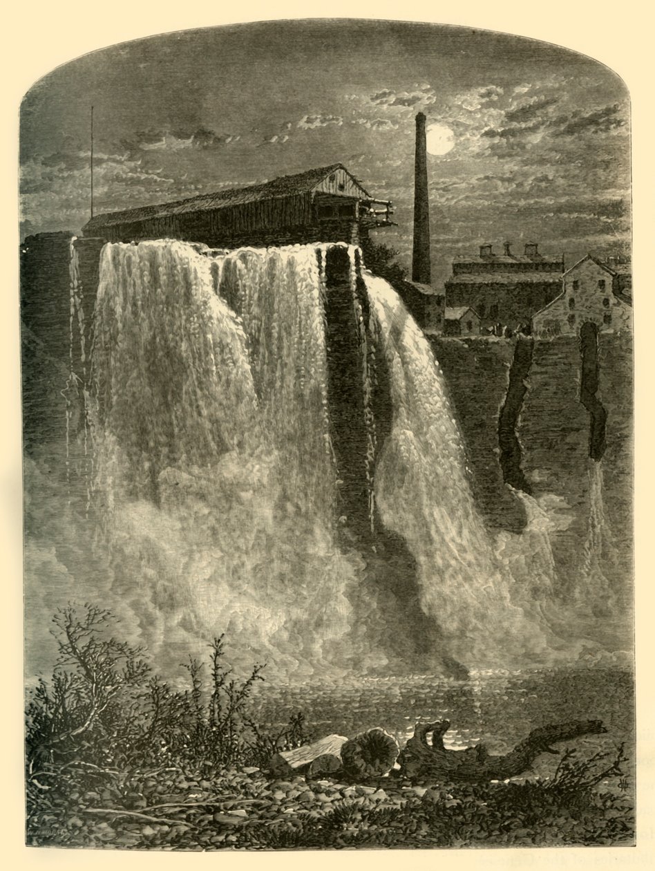 西边，吉尼斯河的上瀑布"，1874年。   作者 WH莫尔斯
