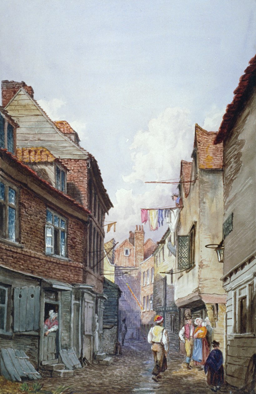 伦敦百慕大的Glean Alley的人物景观，约1825年 作者 巴克