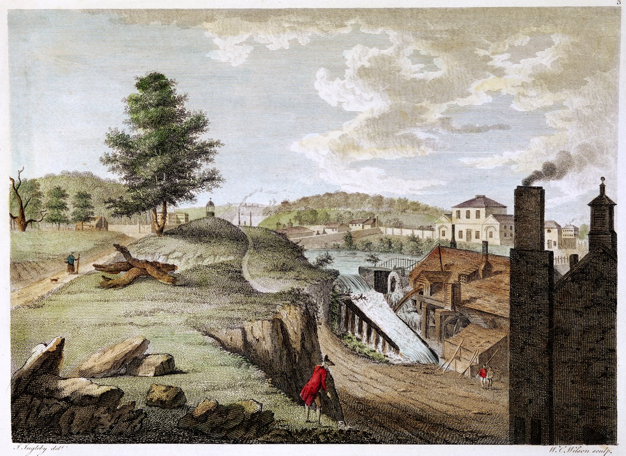 威尔士弗林特郡霍利韦尔附近的格林菲尔德黄铜厂，1792年 作者 WC威尔逊