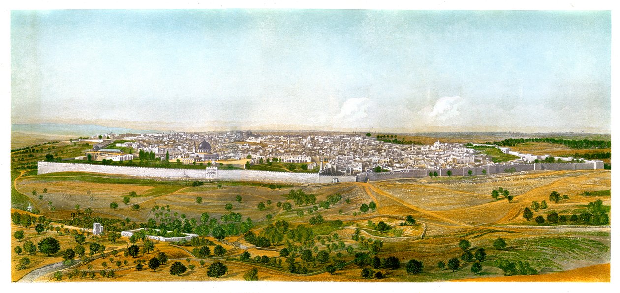 耶路撒冷全景，c1870年。 作者 狄更斯