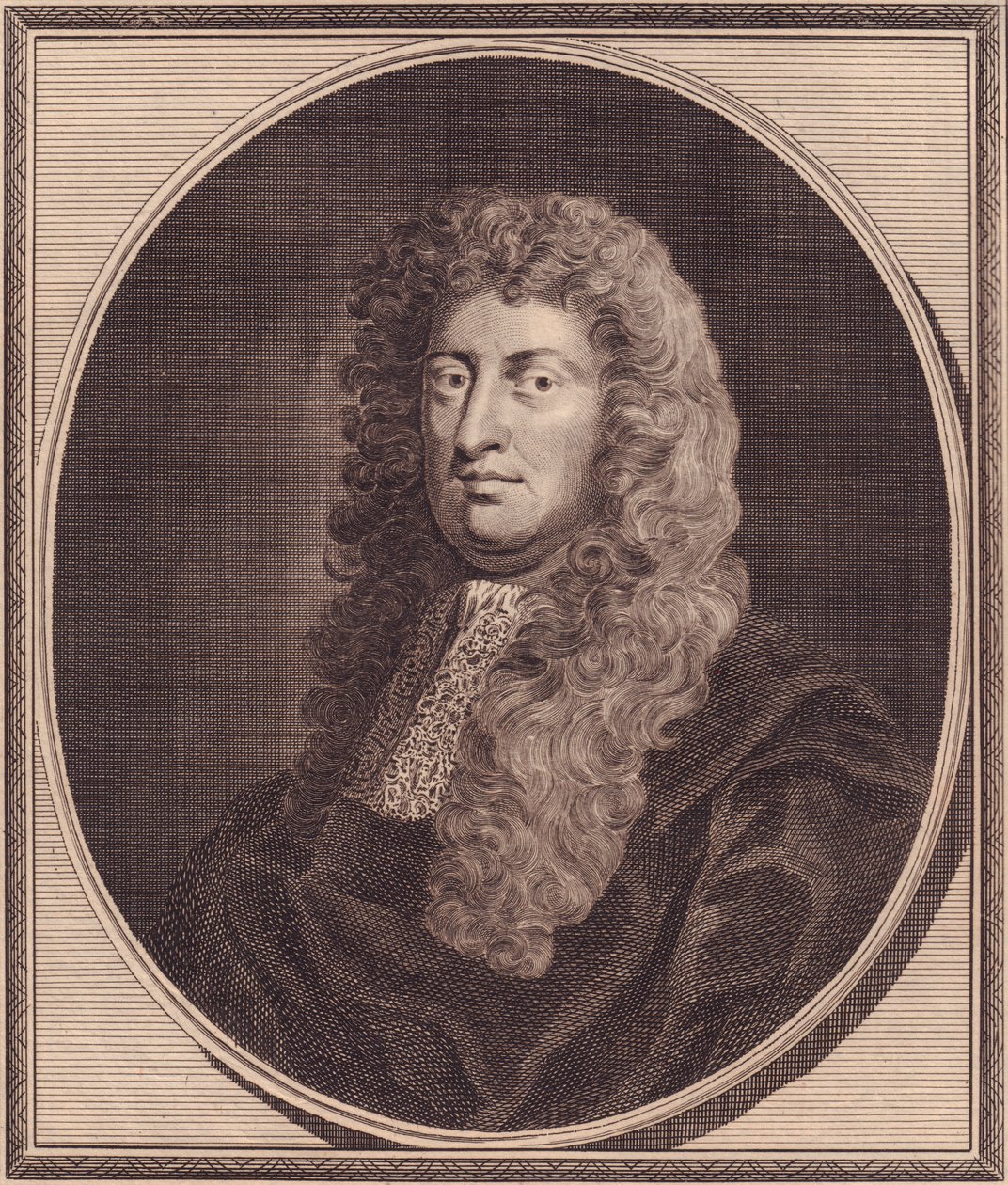 英国政治家威廉-罗素，罗素勋爵（1639-1683）的肖像，约翰-戈达尔（1729-1795）根据G-耐勒的画作进行的铜版雕刻 作者 WG（后）塞耶