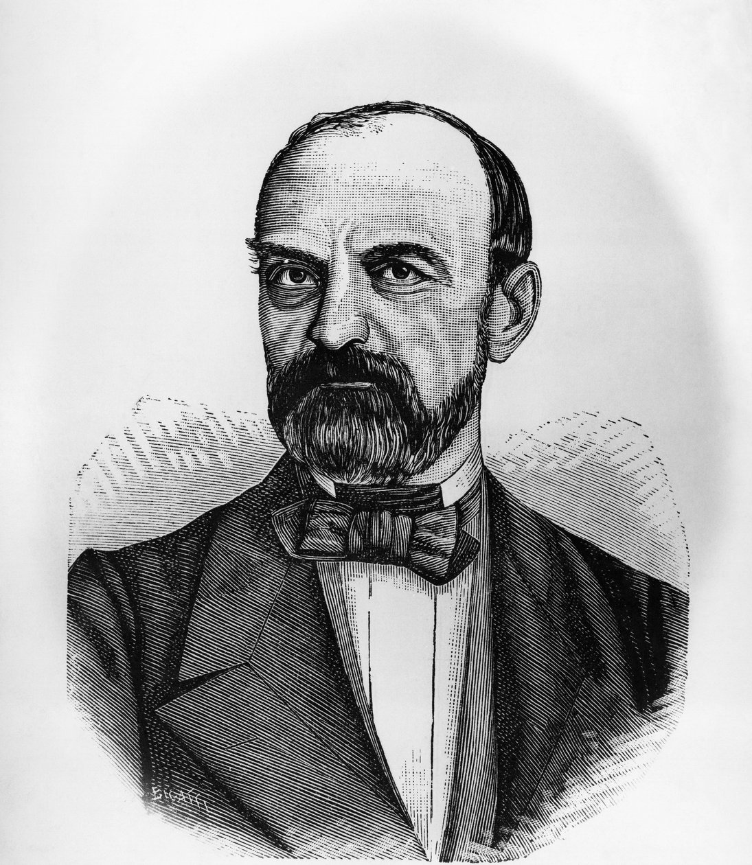 乔瓦尼-兰扎（1810-1882）的肖像，意大利政治家，1869年至1873年担任意大利王国部长会议主席，雕版画 作者 WG（后）塞耶