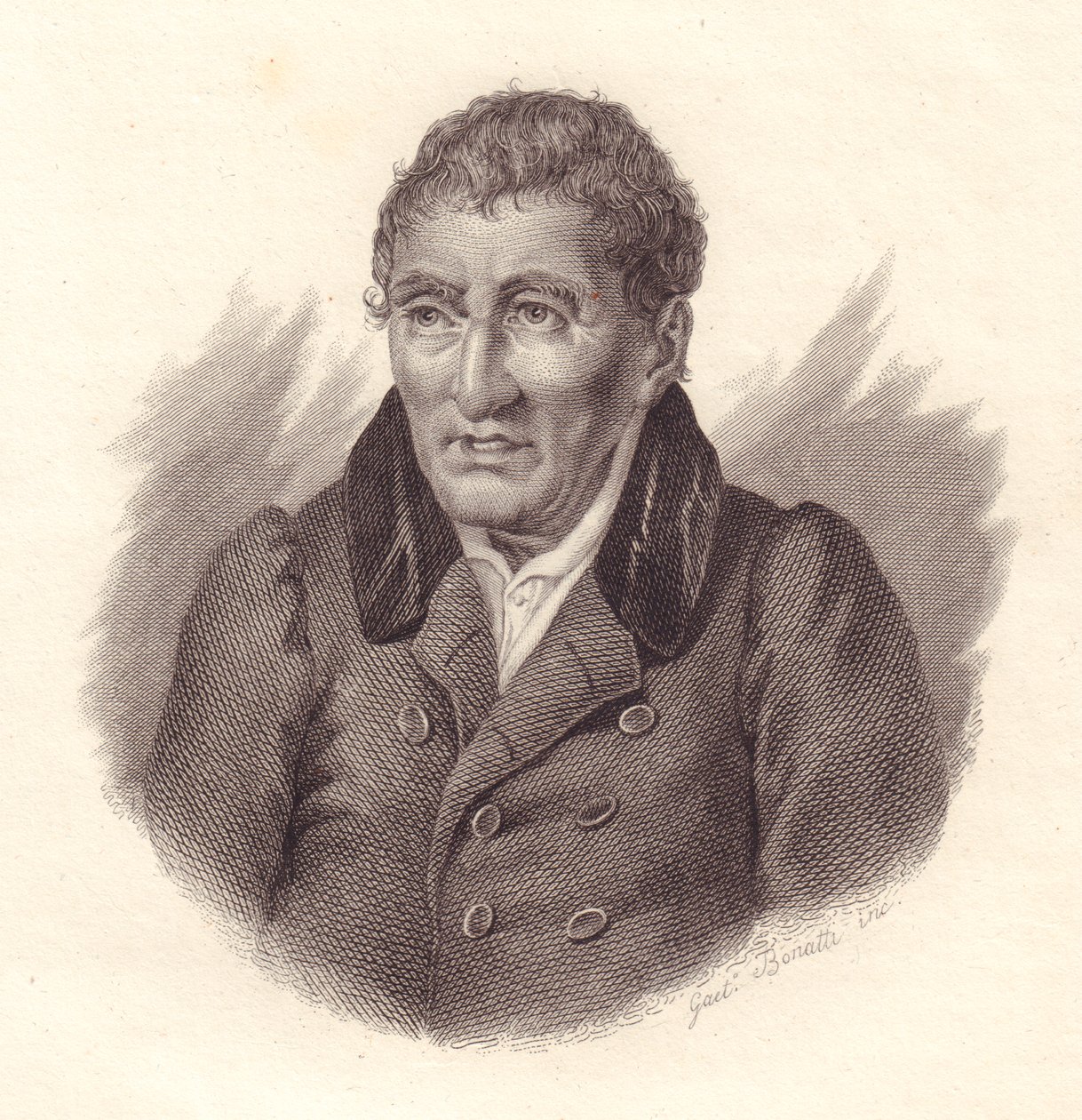 意大利诗人Jacopo Vittorelli (1749-1835)的肖像，铜版画，Bonatti制作 作者 WG（后）塞耶