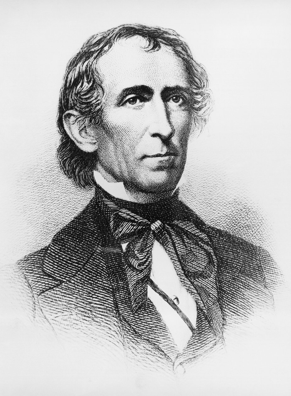 约翰-泰勒（1790-1862）的肖像，美国律师和政治家，1841年至1845年担任美国第10任总统，达盖尔照相术后的雕刻品 作者 WG（后）塞耶