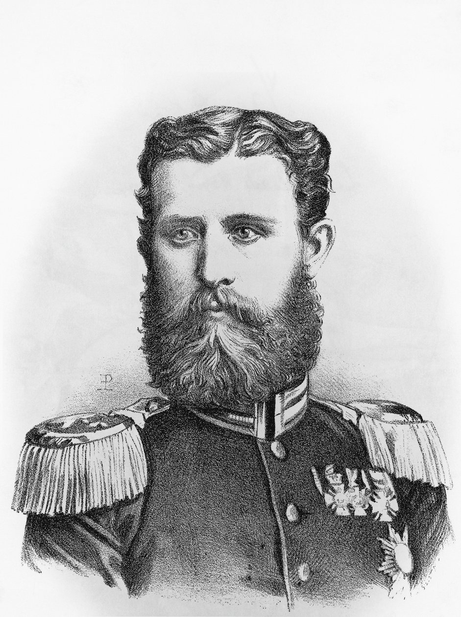 霍亨索伦-西格马林根亲王利奥波德（1835-1905）的肖像，普鲁士的西班牙王位候选人，雕版画 作者 WG（后）塞耶