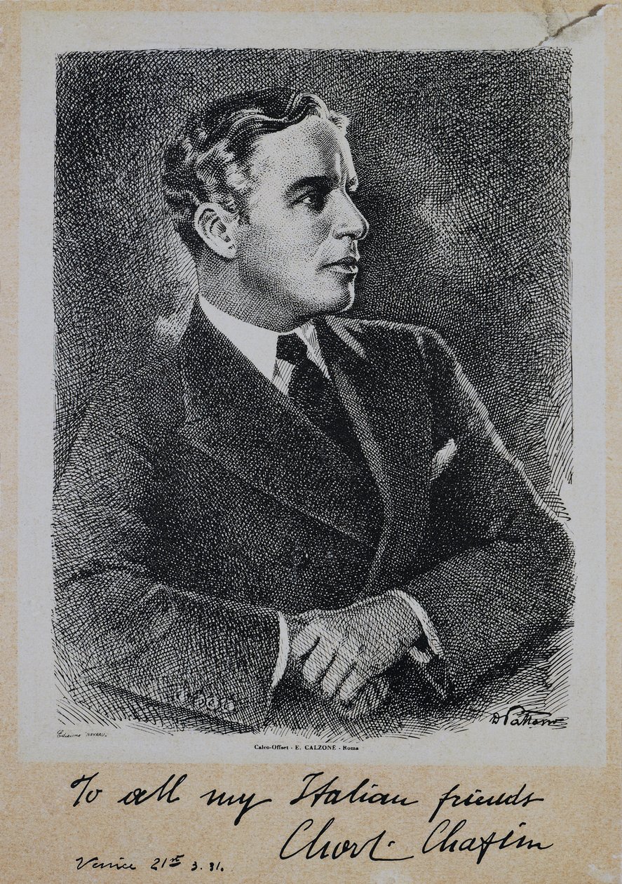 查尔斯-斯宾塞-卓别林爵士（1889-1977）肖像，英国演员和导演 作者 WG（后）塞耶