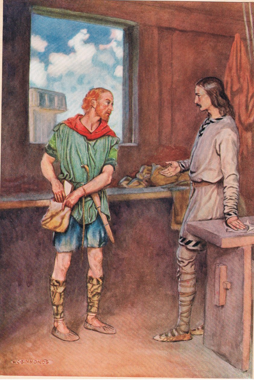 一名水手给Horatio一封来自哈姆雷特的信，来自William Shakespeare的“Hamlet”，由Hodder und Stoughton于1915年出版。 作者 普通股Simmonds