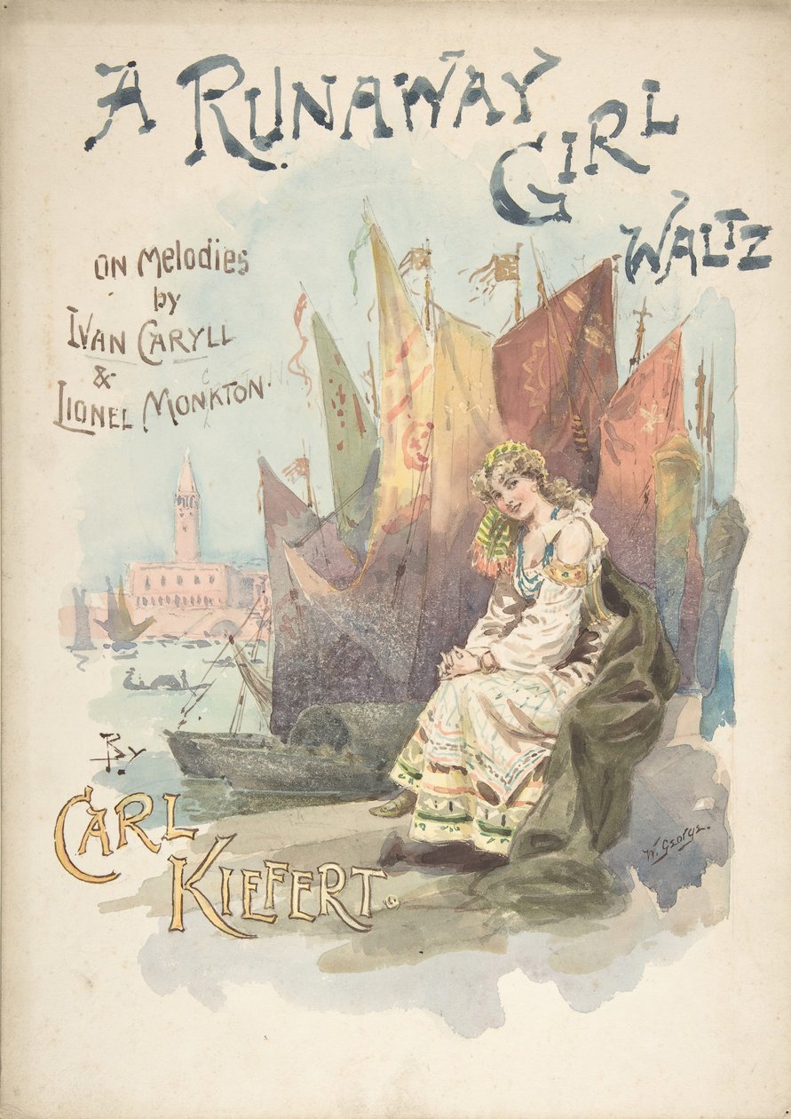 为音乐封面设计。逃跑的女孩圆舞曲》，1898年。 作者 乔治