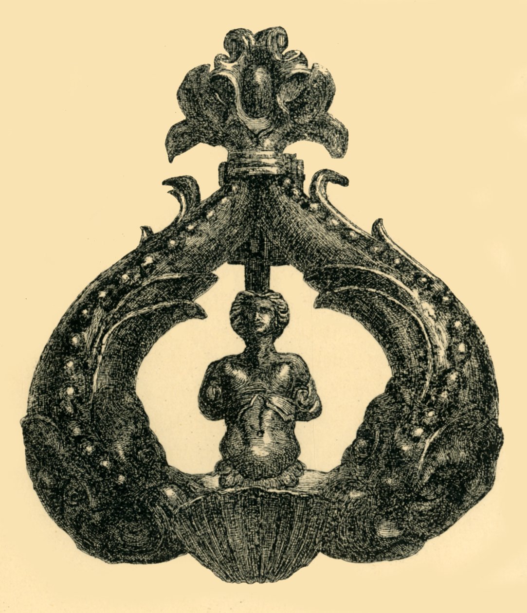 青铜门环，1555-1600年，1881年。 作者 W·哈伯特