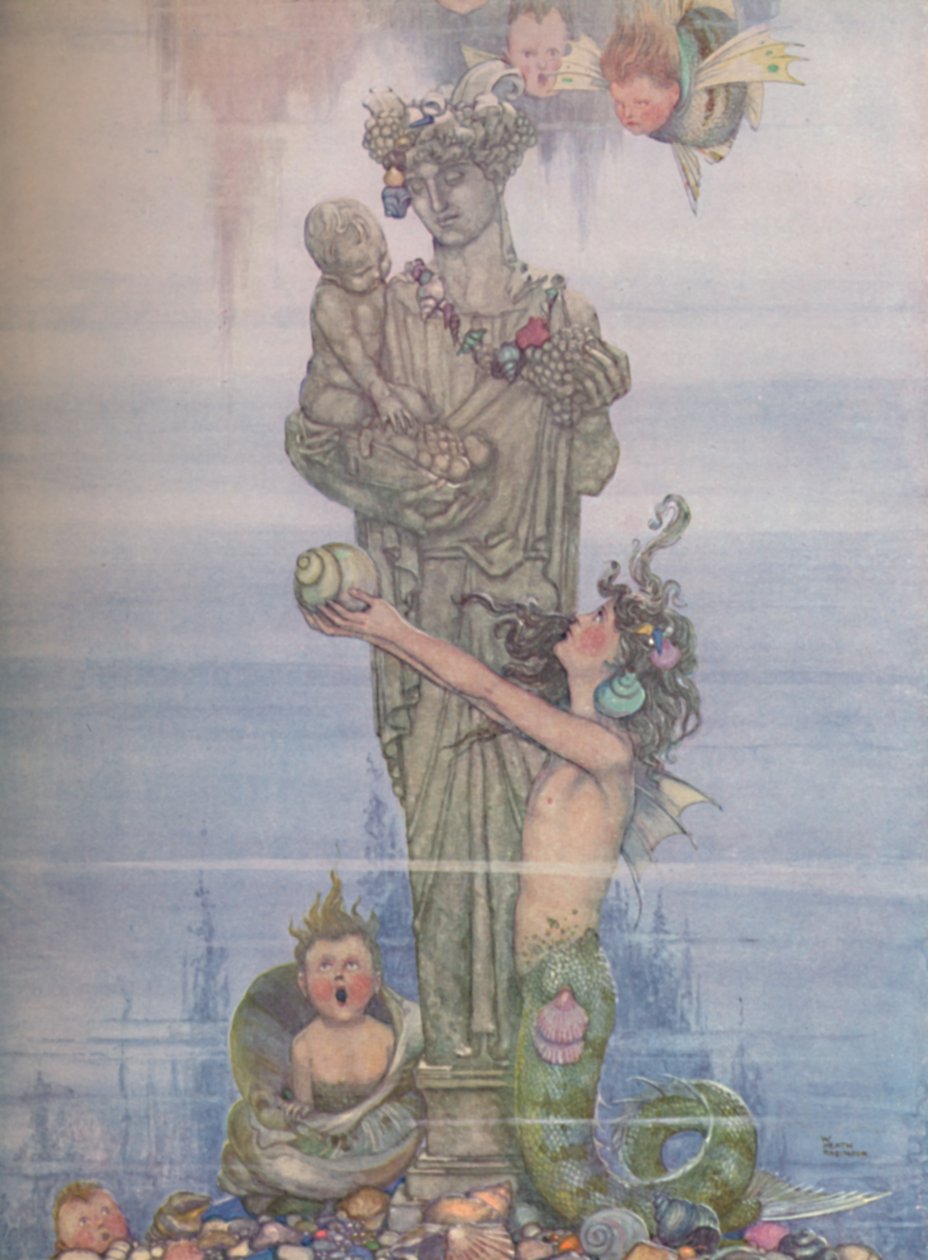 她把雕像放回她的花园，大约在1930年 作者 威廉·希思·罗宾逊