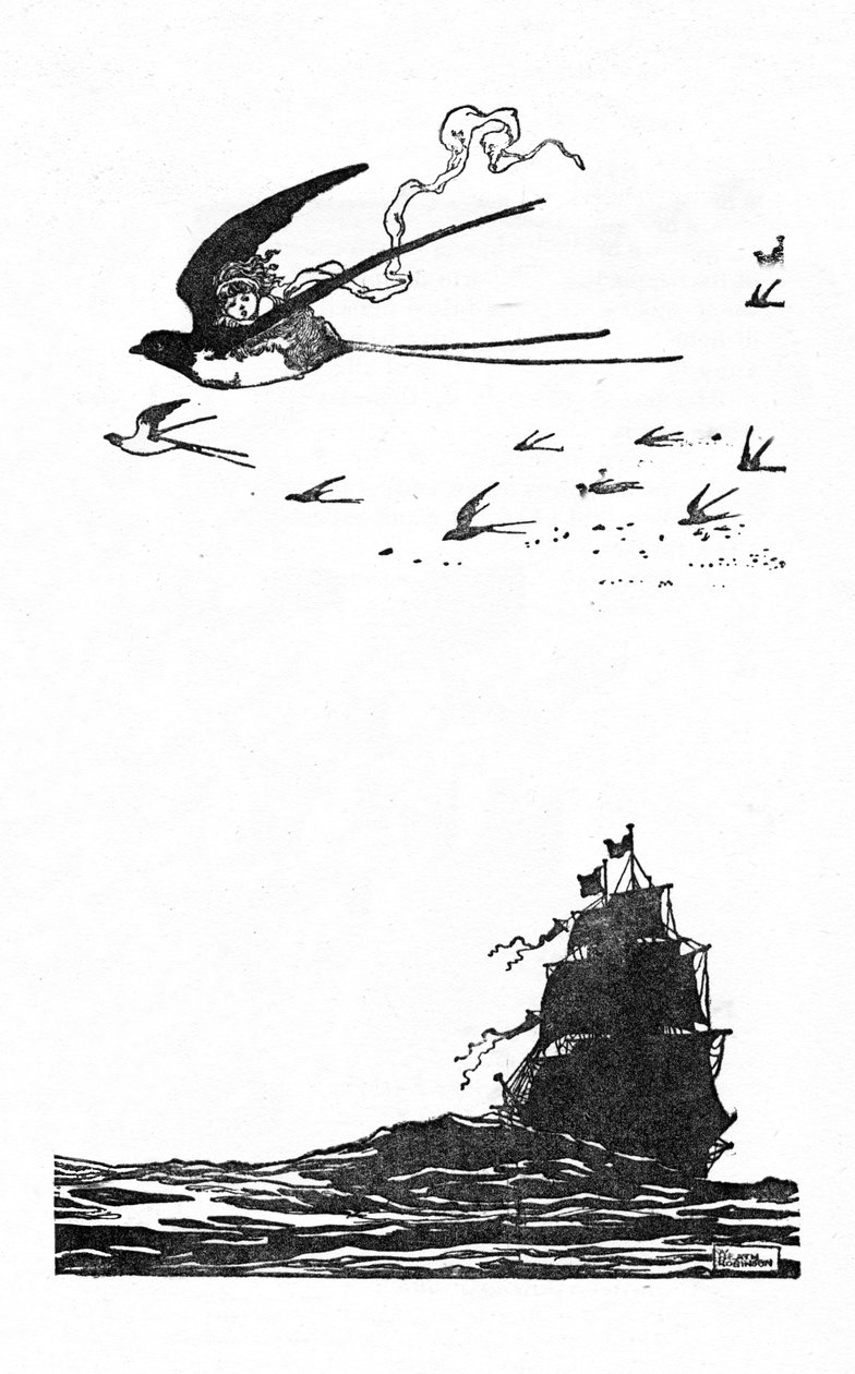 燕子高高地飞向空中，c1930 作者 威廉·希思·罗宾逊