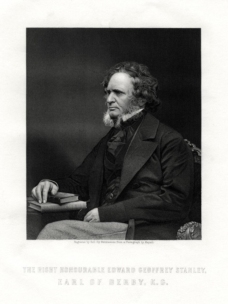 爱德华·杰弗里·史密斯·史丹利（Edward Geoffrey Smith-Stanley），英国政治家德比第14伯爵，c1850-1899年。 作者 霍尔