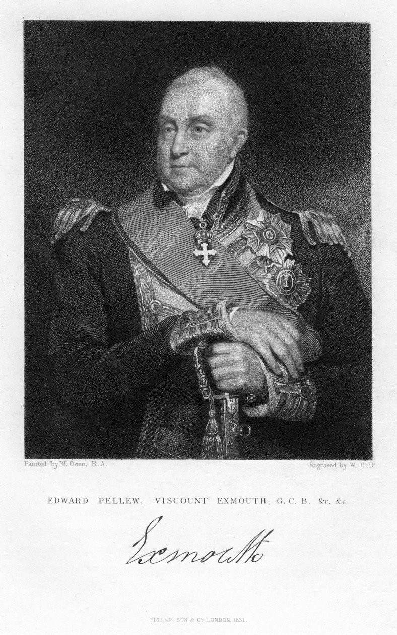 爱德华·佩露（Edward Pellew），第1埃克斯茅斯子爵，英国海军军官，1831年。 作者 霍尔