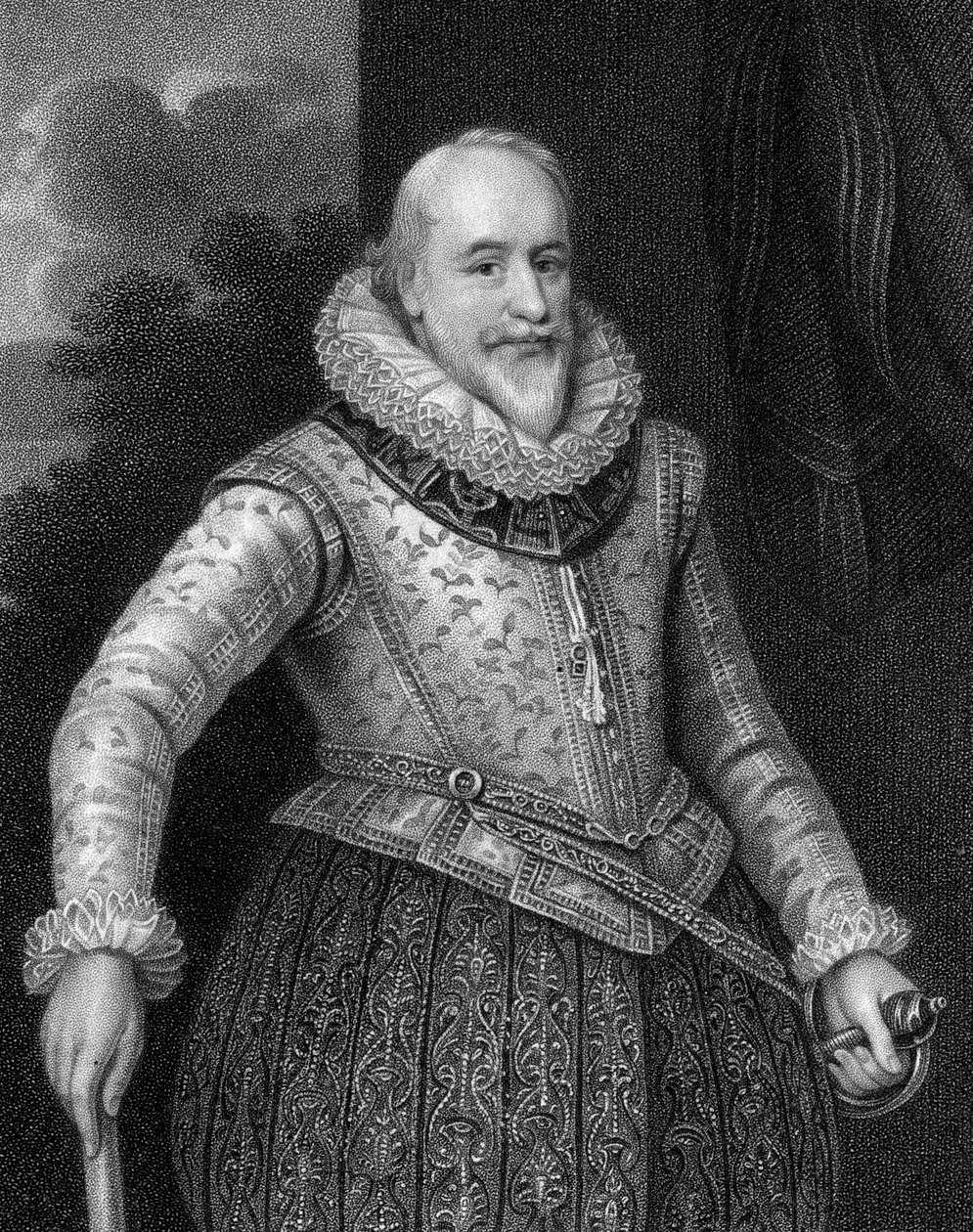 乔治·卡鲁（George Carew），托特尼斯第一伯爵1555-1629，1824年。 作者 霍尔