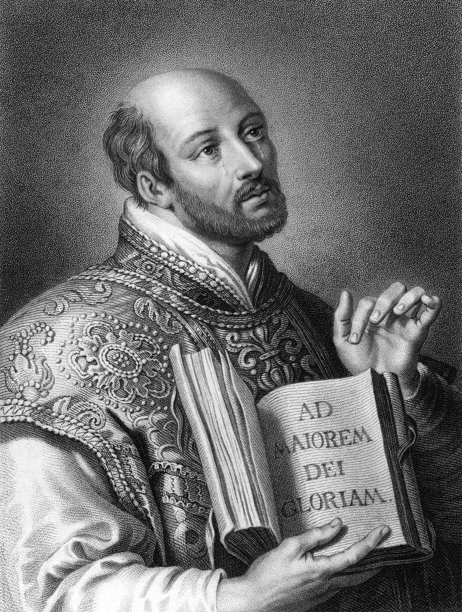 洛约拉的圣依纳爵（St Ignatius），16世纪的西班牙士兵，耶稣会士的创始人，1836年。 作者 霍尔